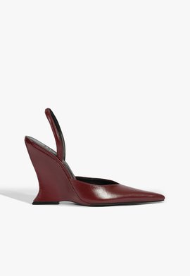Slingback Scarpin Couro Vinho