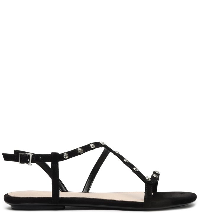 Sandália Rasteira Studs Nobuck Preto