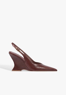 Scarpin Slingback Siena Couro Marrom