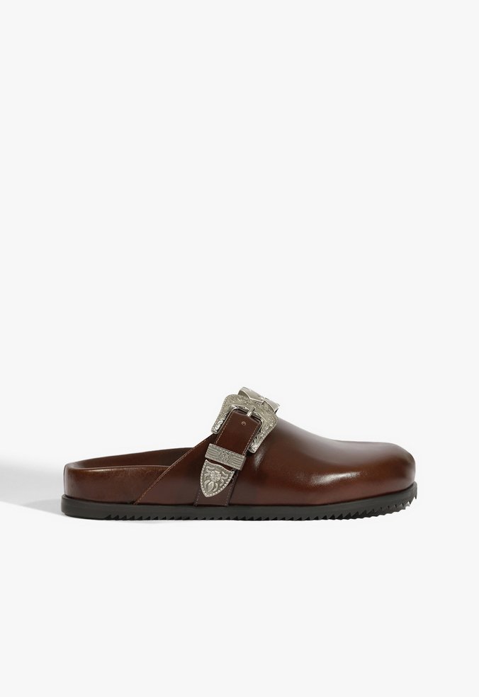 Clog Grace Couro Marrom