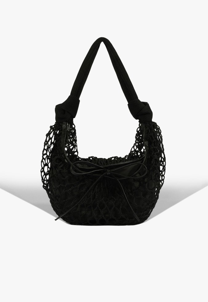 Bolsa Hobo Couro Nylon Preta