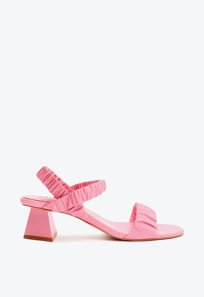 Sandália Lirah Salto Médio Elástico Rosa