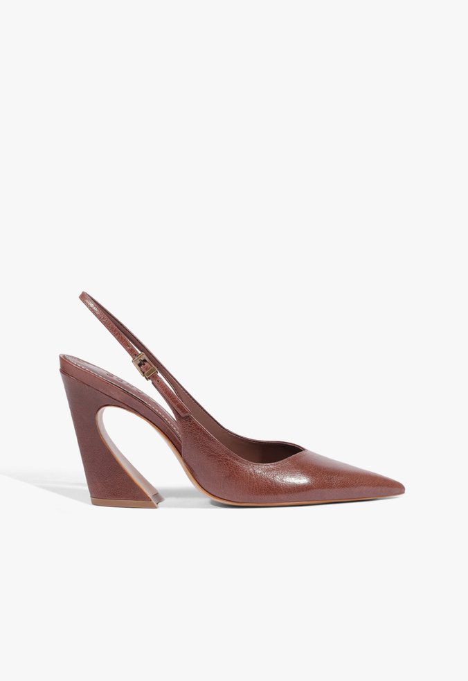 Scarpin Lexi Salto Médio Couro Marrom