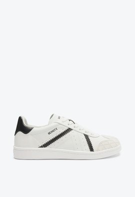Tênis Vintage Couro Listras Branco Preto