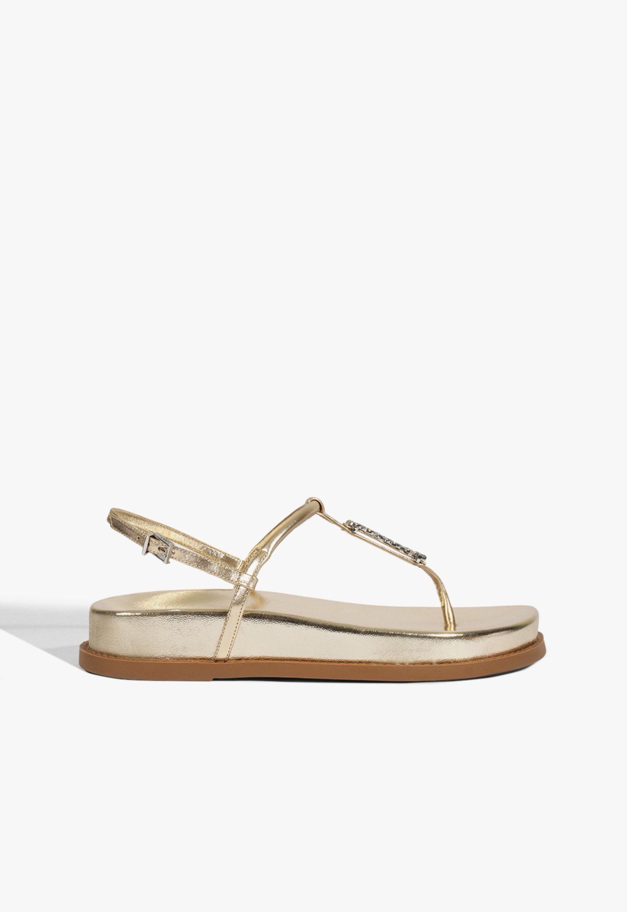 SANDÁLIA SALTO BAIXO METALIC DOURADA | Schutz