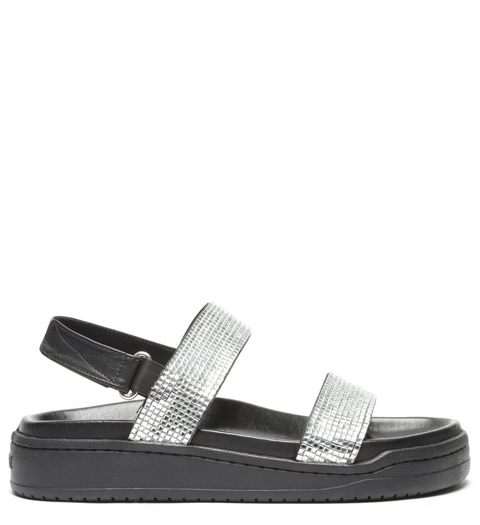 Sandália Papete Flatform Strass Preta