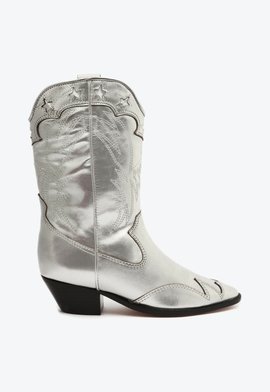 Bota Western S-Cicera Salto Bloco Couro Prata