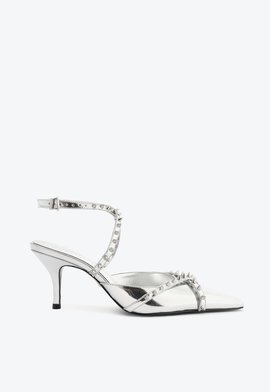 Scarpin Couro Prateado