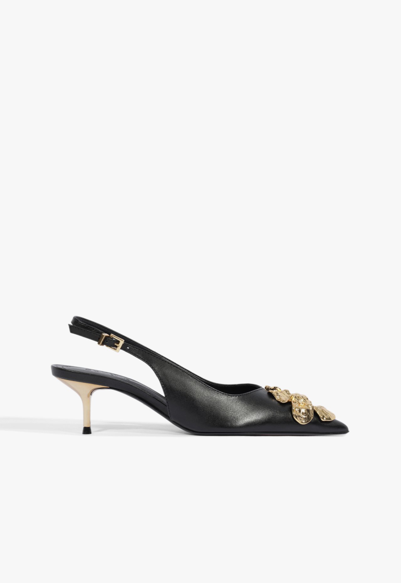 Scarpin Slingback Flora Salto Mid Couro Preto | Schutz