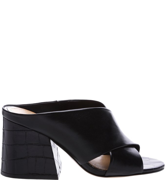 Mule Block Heel Croco Black Mule Block Heel Croco Black