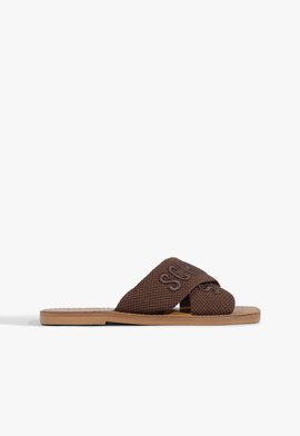 Sandália Rasteira X Schutz Logo Marrom