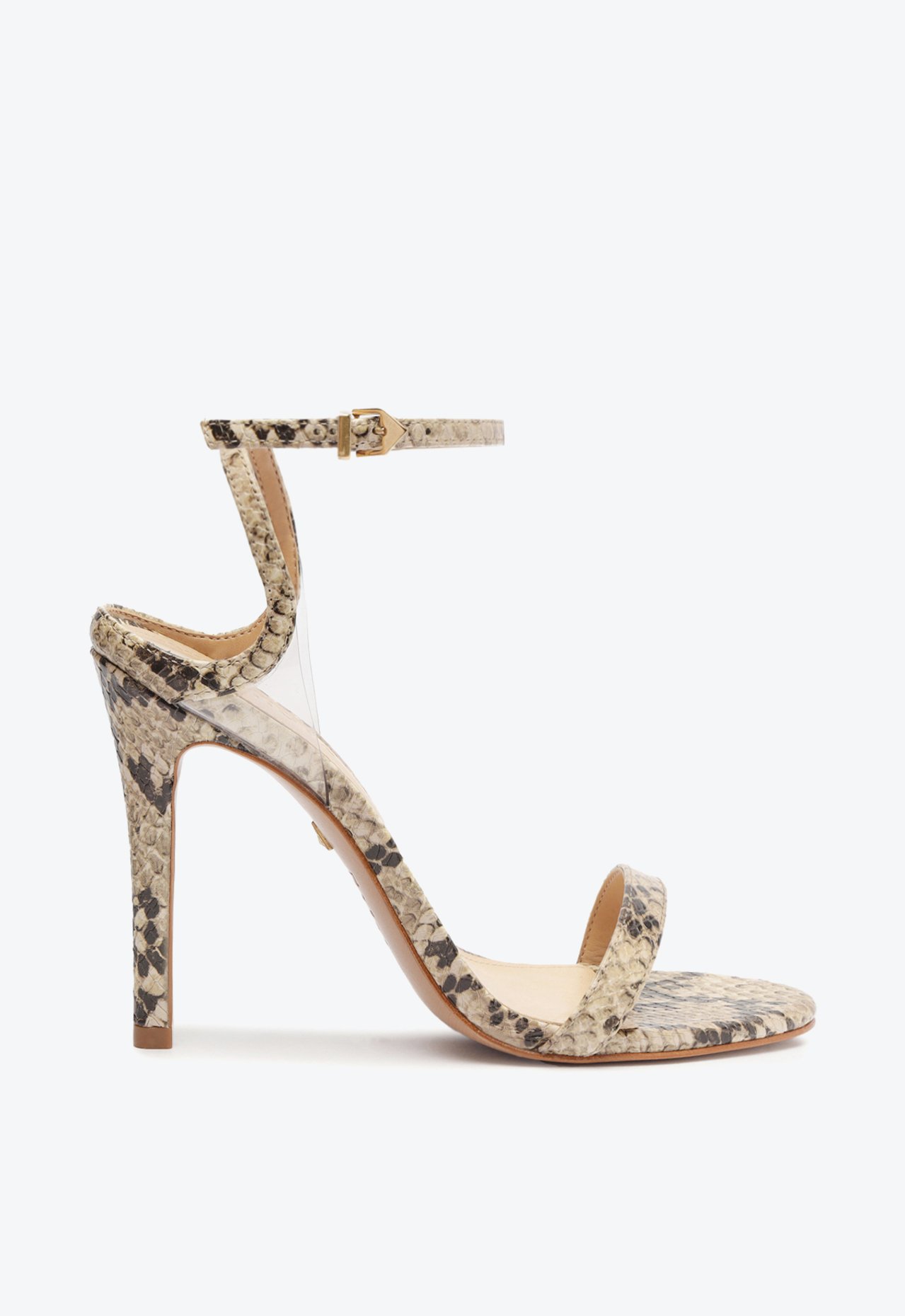 Sandália Salto Alto Skye Couro Snake Natural | Schutz