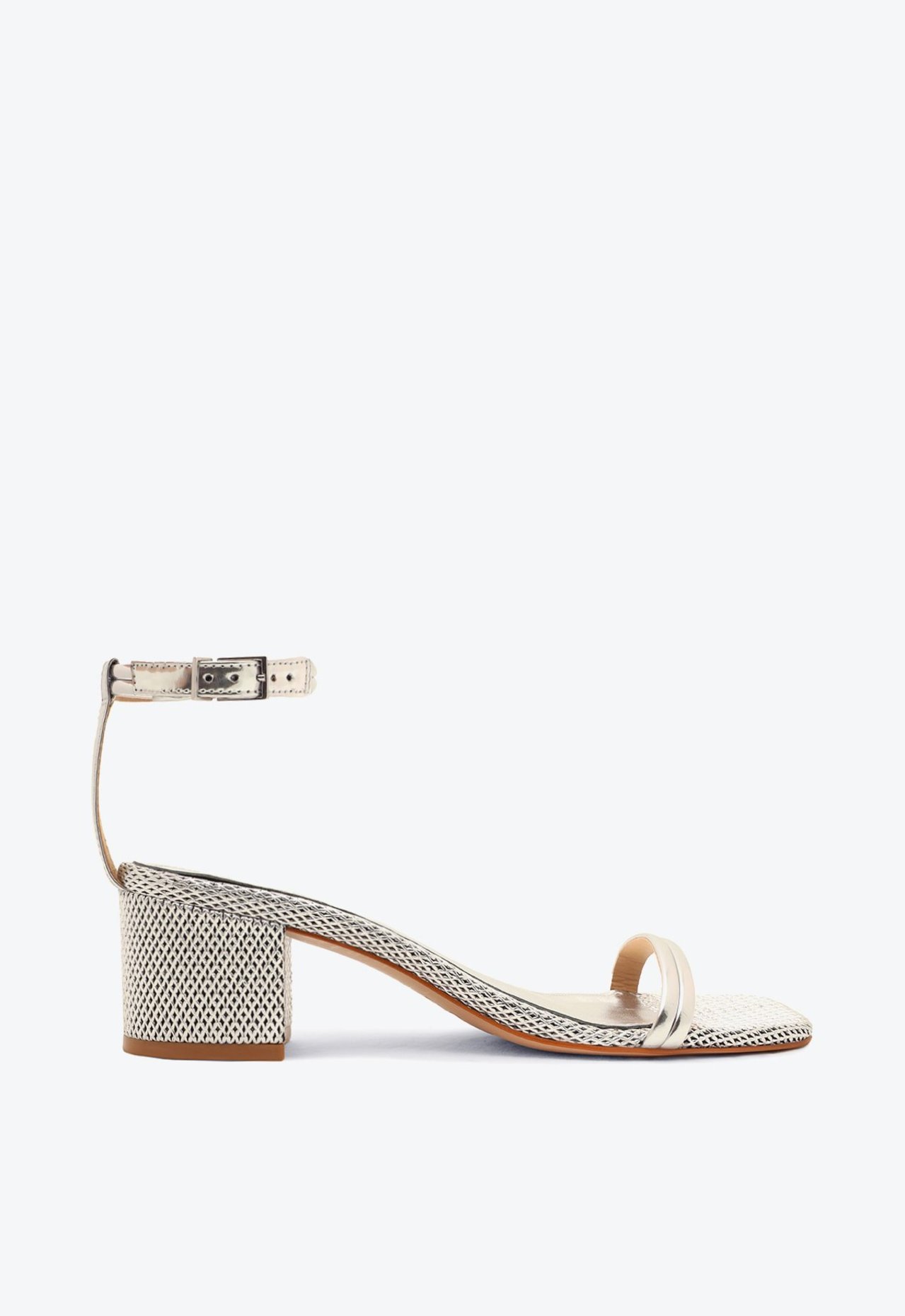 Sandália Salto Bloco Nessie Couro Gladiadora Prata | Schutz