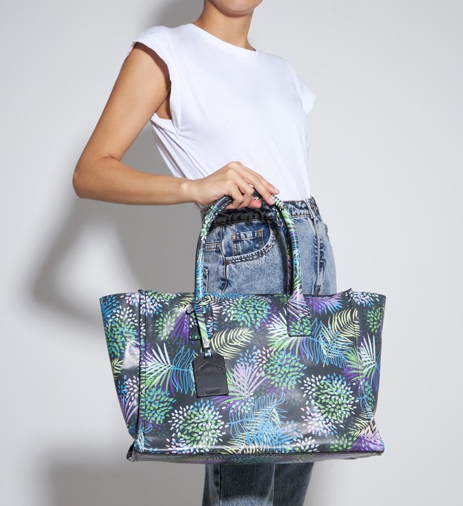 Bolsa Shopping Grande Agnes Couro Estampa Verde Bolsa Shopping Grande Agnes Couro Estampa Verde
