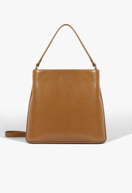 Bolsa Tiracolo Bucket Esther Média Couro Marrom