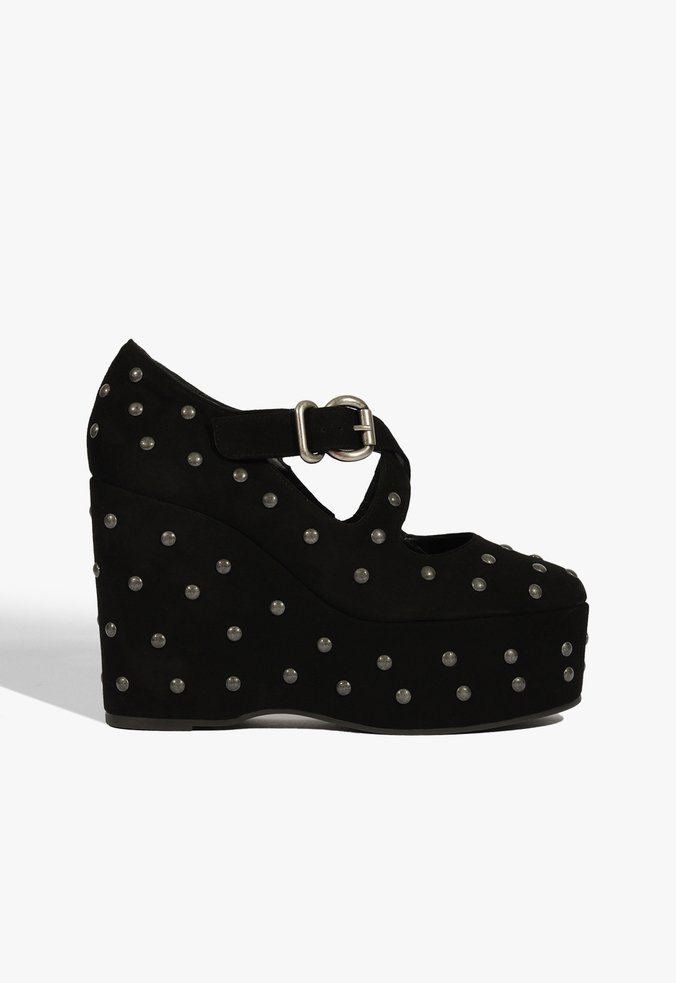Sapatilha Plataforma Myriam Studs Couro Preta