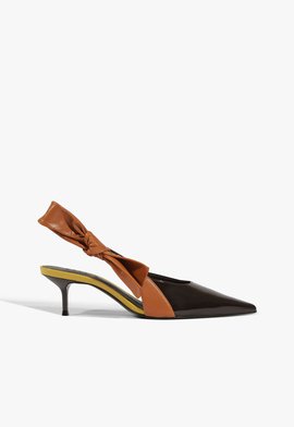 Scarpin Lior Bow Mid Couro Marrom