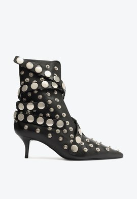 Bota Salto Baixo Presley Bootie Couro Preta
