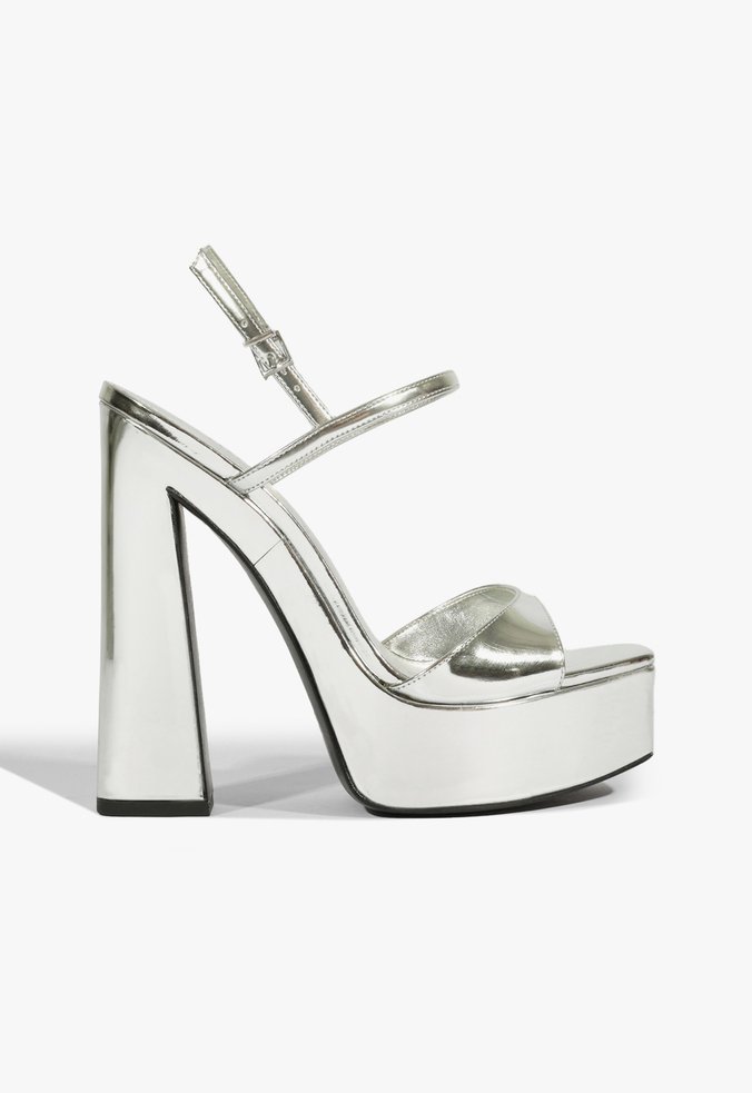 Sandália New Wedge Couro Prata