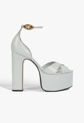 Sandália Meia Pata Jolene Couro Azul Clara