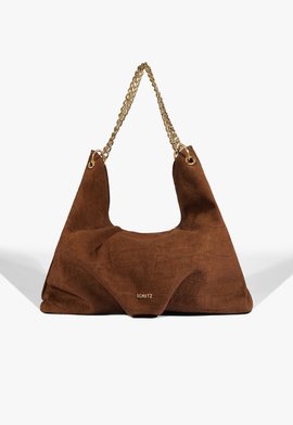 Bolsa Maxi Hobo Aryen Camurça Croco Marrom