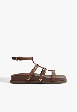 Sandália Papete Couro Marrom