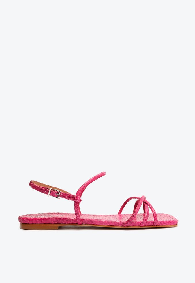 Sandália Rasteira Snake Tiras Rosa