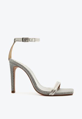 Sandália Salto Alto Nessie Couro Gladiadora Prata