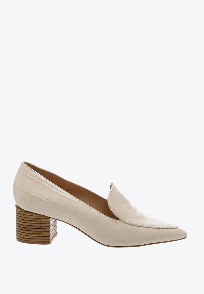 Sapato Mocassim Salto Natural Croco