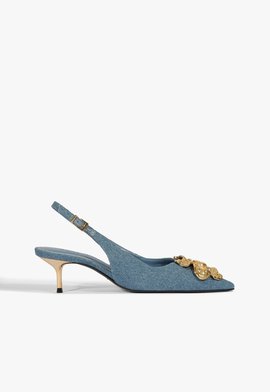 Scarpin Slingback Flora Salto Mid Jeans
