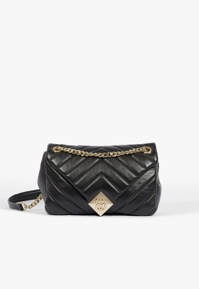 Bolsa Tiracolo Shoulder Aimee Grande Couro Preta