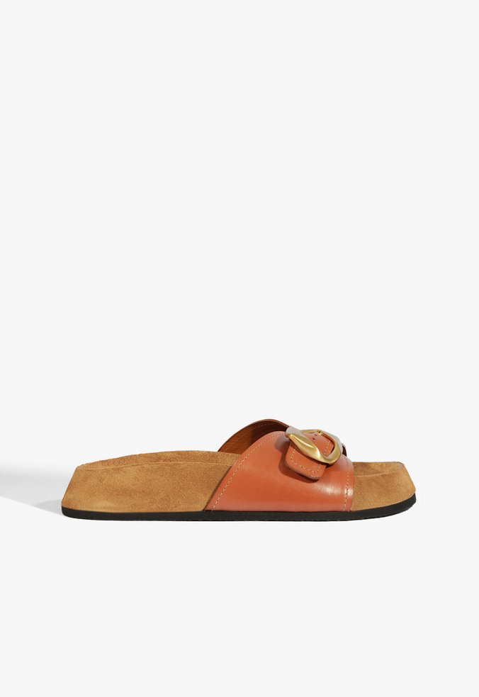 Slide Boho Couro Marrom