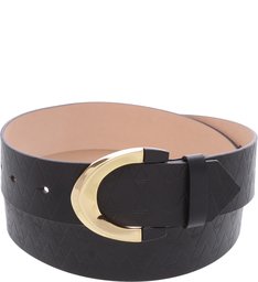 Cinto Monogram Couro Preto