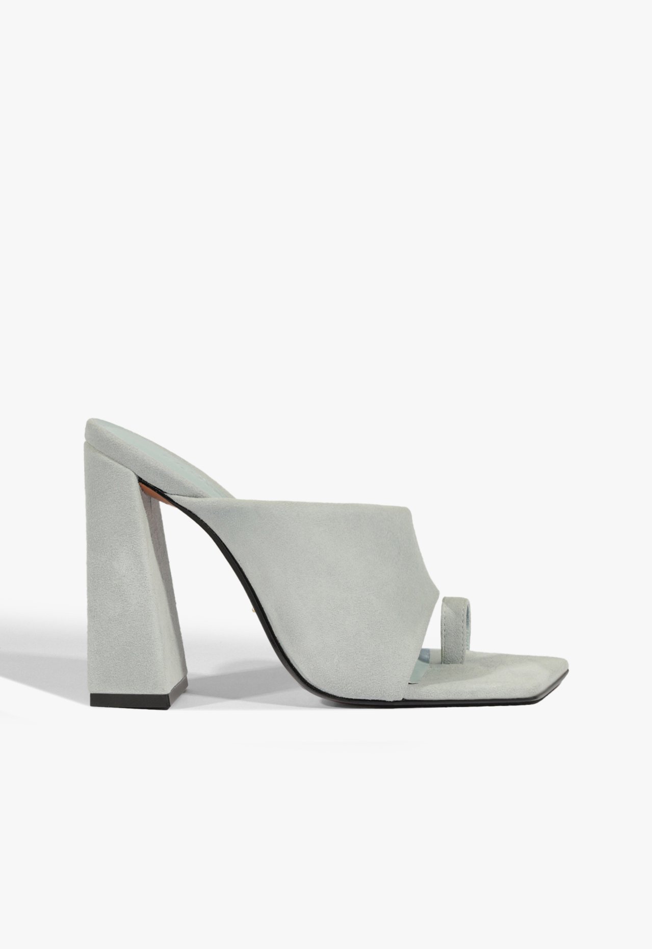 Sandália Mule Salto Alto Nobuck Azul Clara | Schutz