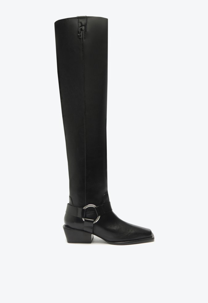 Bota Fiorenza Cano Alto Couro Preta