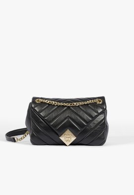 Bolsa Tiracolo Shoulder Aimee Grande Couro Preta