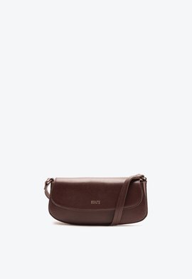 Bolsa Tiracolo Mini Baguette Esther Couro Marrom Escura