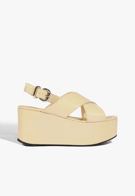 Sandália Plataforma Casual Cool Couro Bege