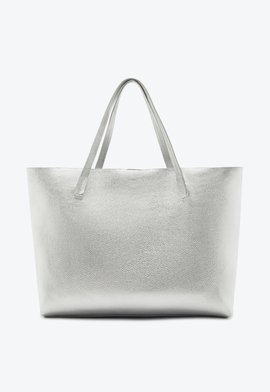 Bolsa Shopping Grande Betty Couro Prata