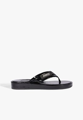 Chinelo Zoe Couro Preto