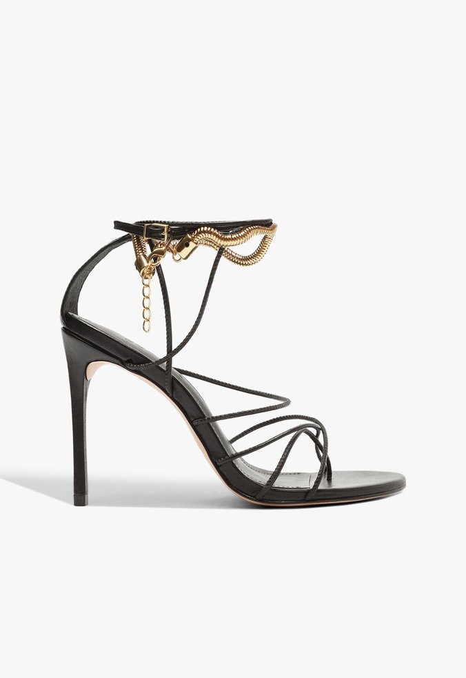 sandália de salto alto preto