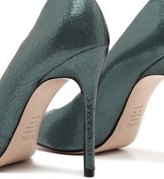 Sapato Scarpin Craquele Metalizado Verde