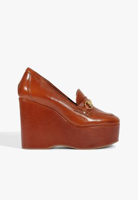 Mocassim Plataforma Angel Couro Preto