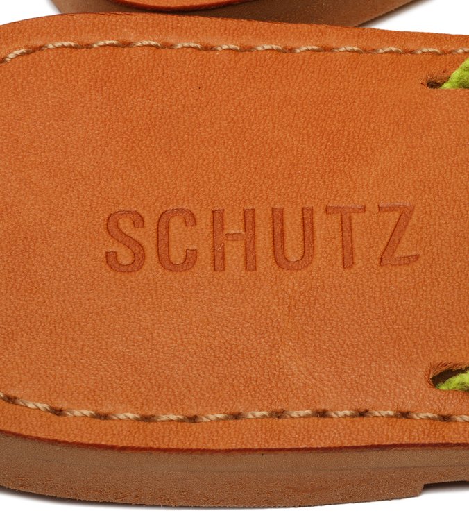 Sandália Rasteira de X Schutz Logo Verde Claro Sandália Rasteira de X Schutz Logo Verde Claro