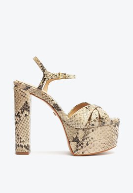 Sandália Keefa High Couro Snake Bege