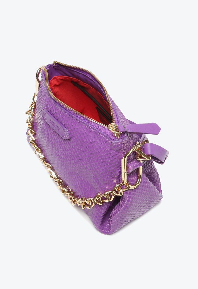 Bolsa Tiracolo Abby Couro Snake Roxo Bolsa Tiracolo Abby Couro Snake Roxo