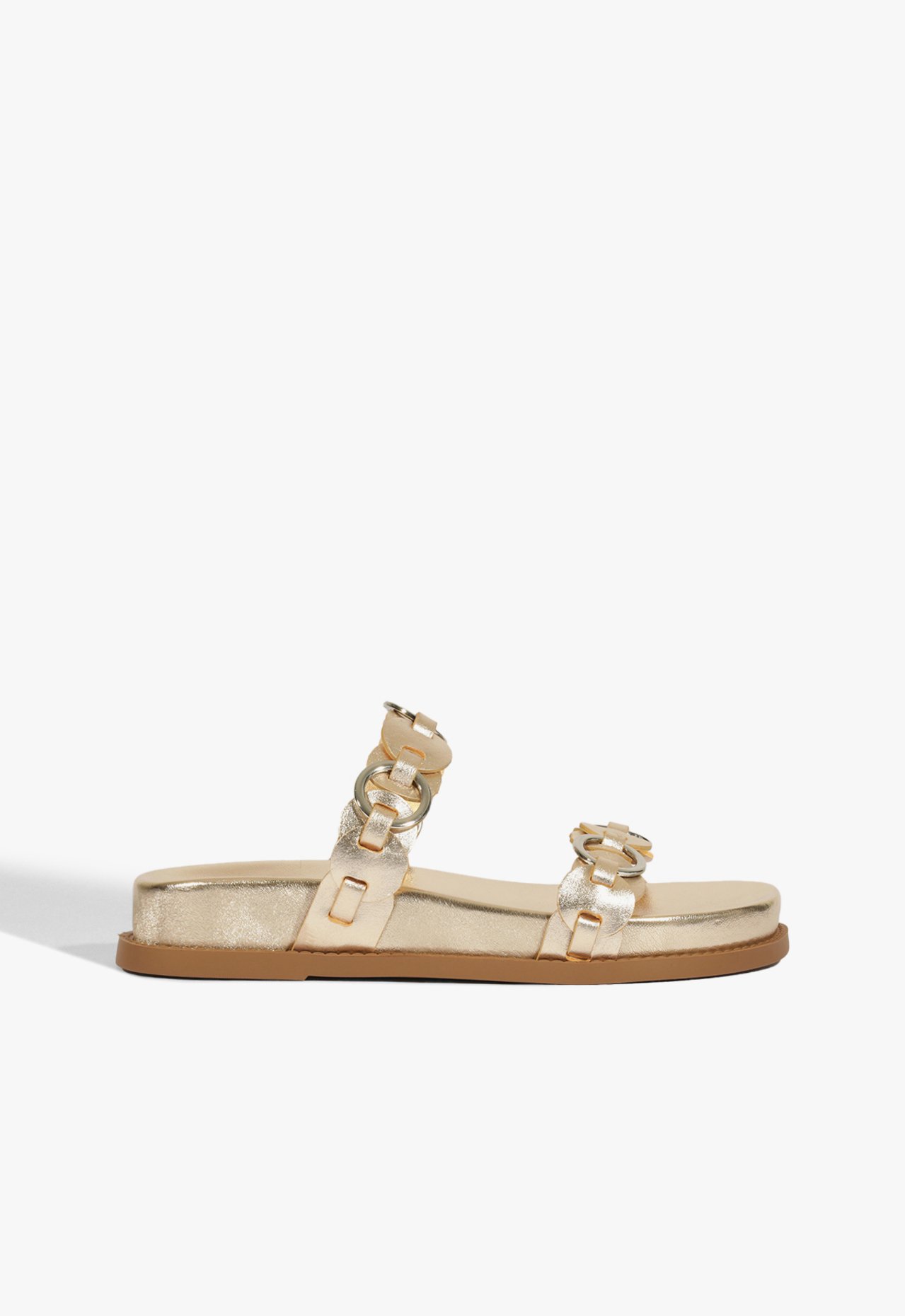 Sandália Papete Selina Sporty Couro Dourada | Schutz