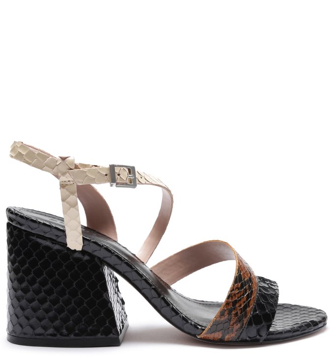 Sandália Salto Bold Bright Snake Black Sandália Salto Bold Bright Snake Black