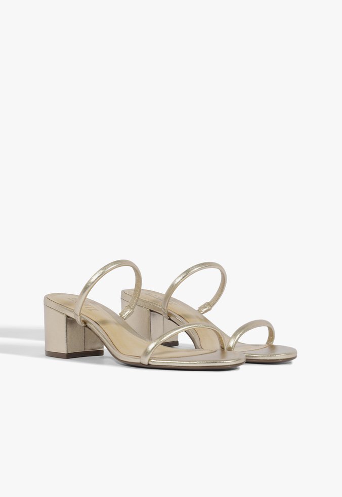 Tamanco Block Heel Straps Dourado | Schutz