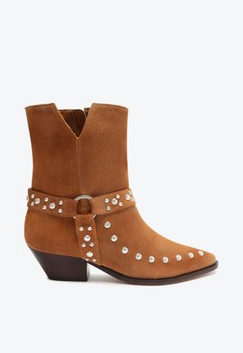 Bota Western Salto Bloco Baixo Camurça Marrom